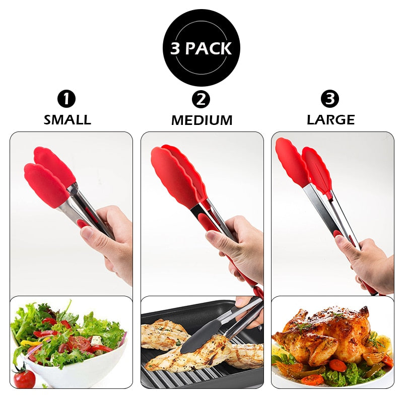 Stainless Steel Kitchen Tongs with Silicone Ends