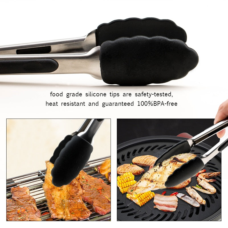 Stainless Steel Kitchen Tongs with Silicone Ends