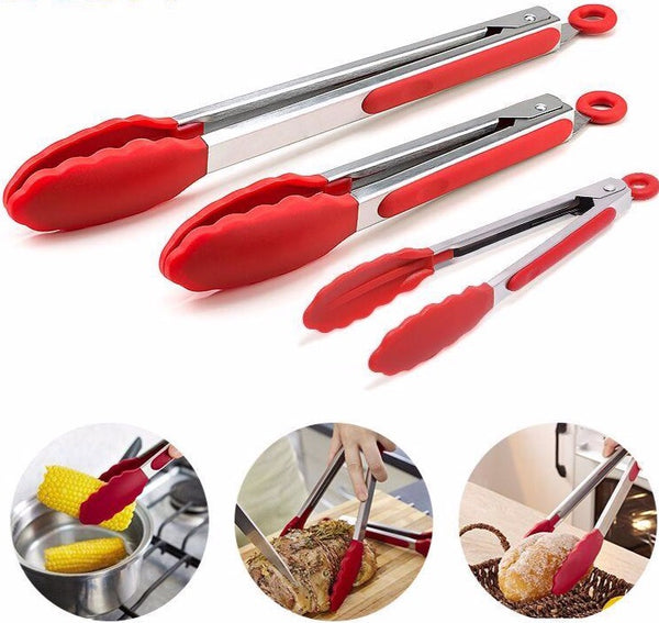 Stainless Steel Kitchen Tongs with Silicone Ends